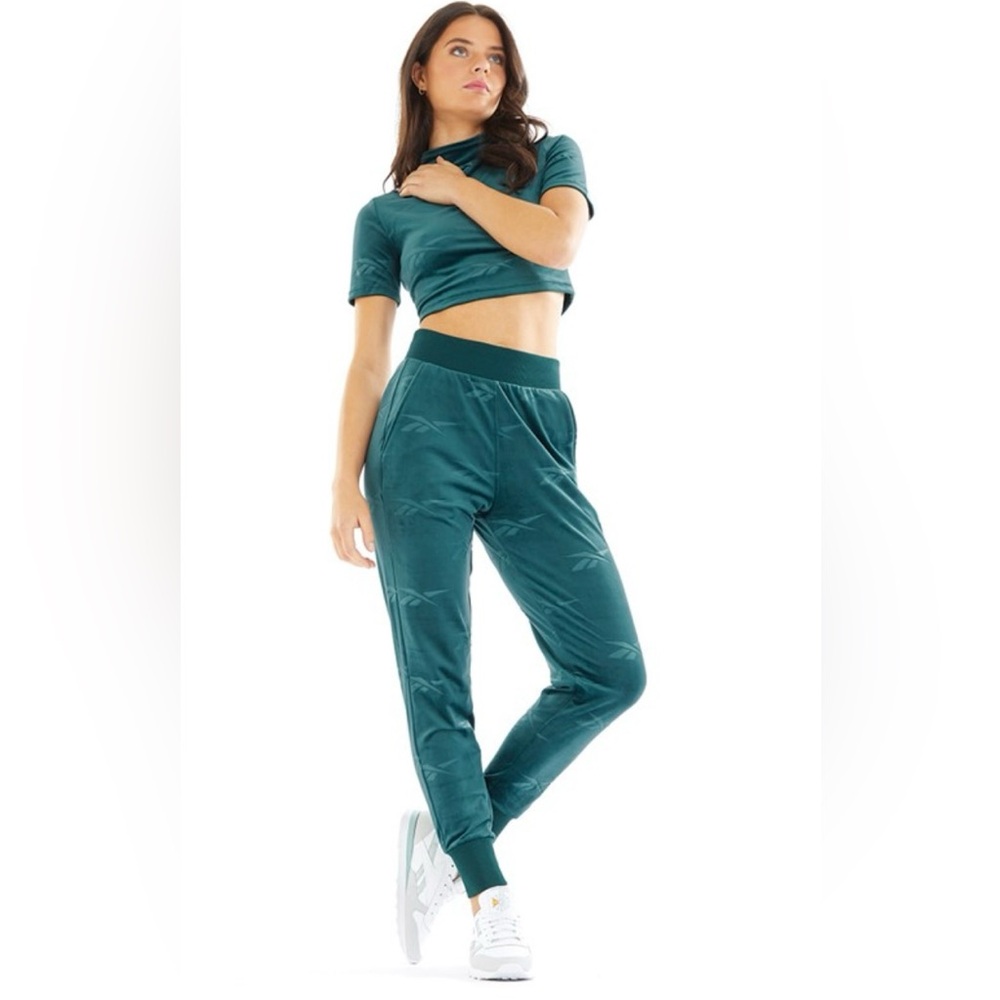 Reebok Women's Classic Energy Velour two piece set in Forest Green